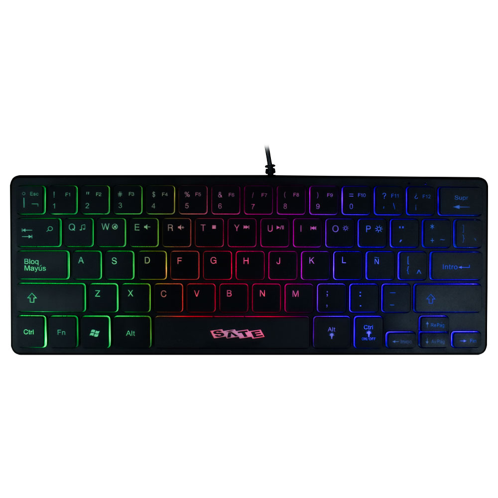 Teclado Satellite AK-872 Mini USB / RGB / Espanhol - Preto