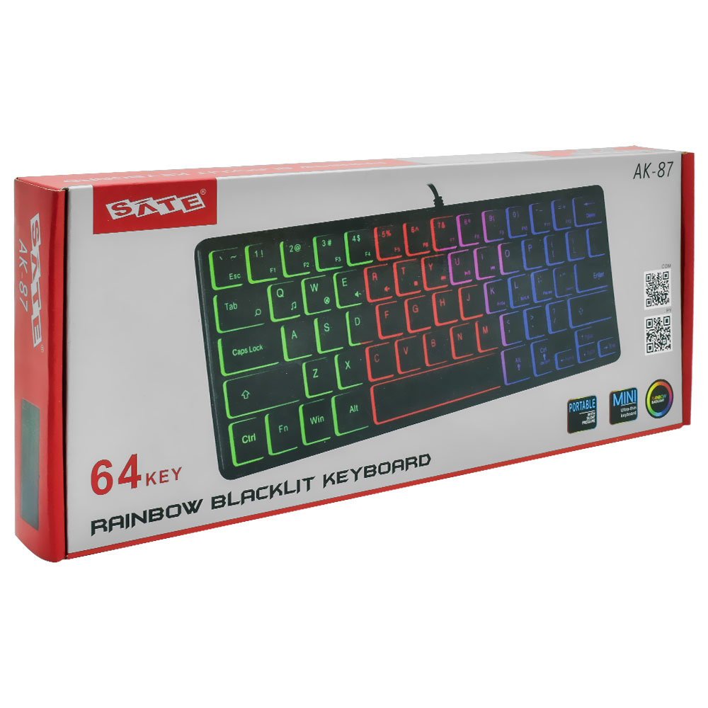 Teclado Satellite AK-872 Mini USB / RGB / Espanhol - Preto
