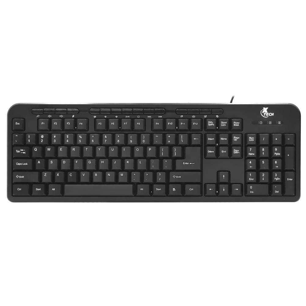 Teclado Xtech XTK-130E Multimedia USB / Inglês - Preto