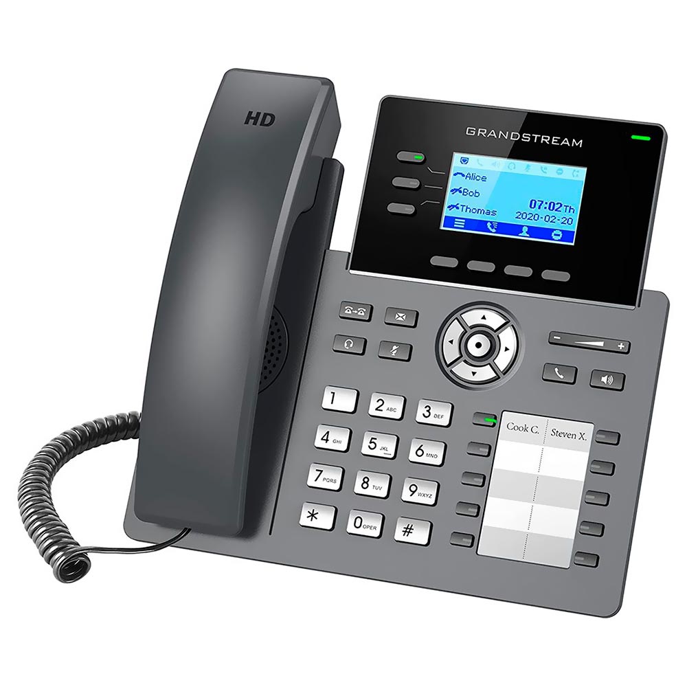 Telefone IP Grandstream GRP2604P Com Fio / 3 Linhas - Preto