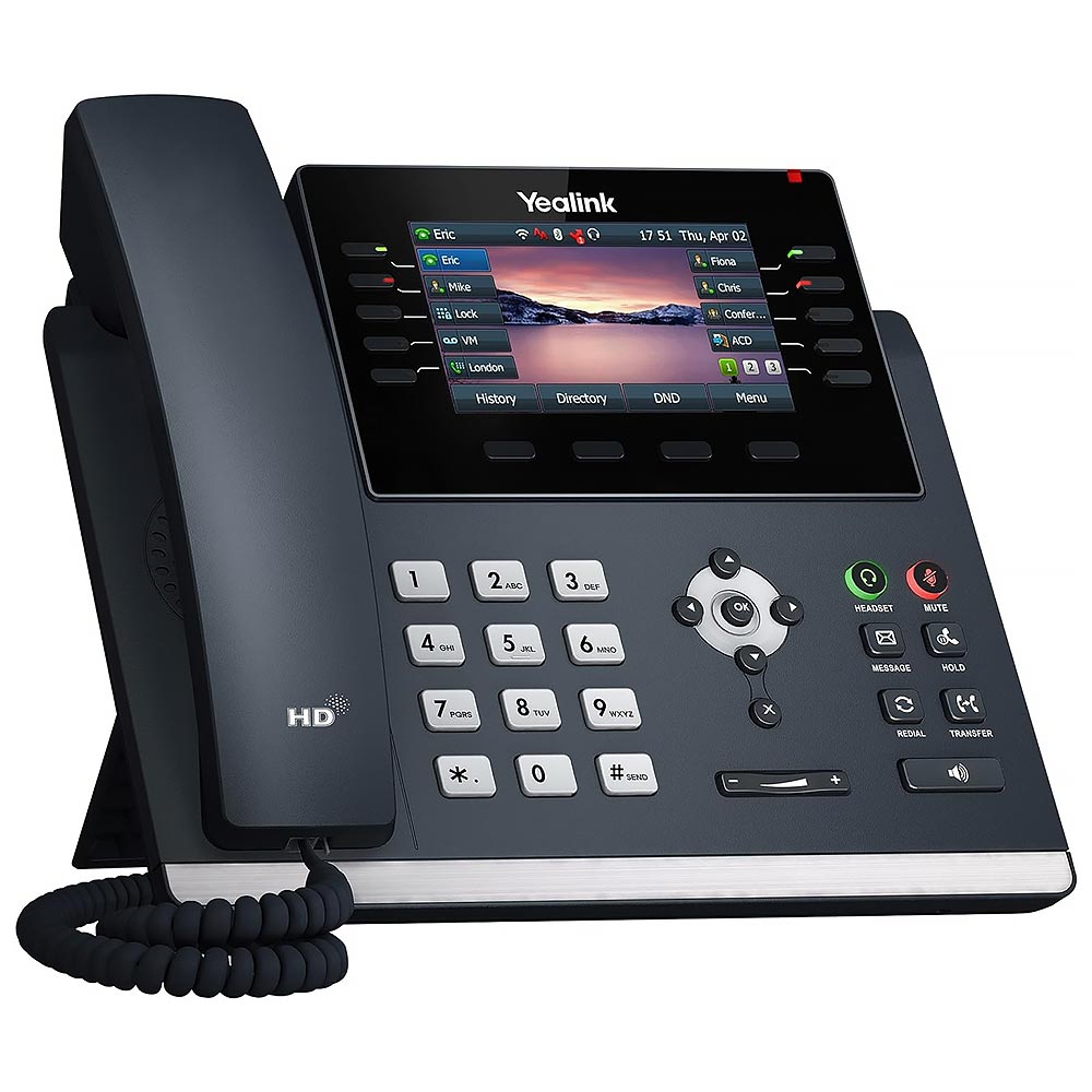 Telefone IP Yealink SIP-T43U Com Fio / 8 Linhas Gigabit - Preto