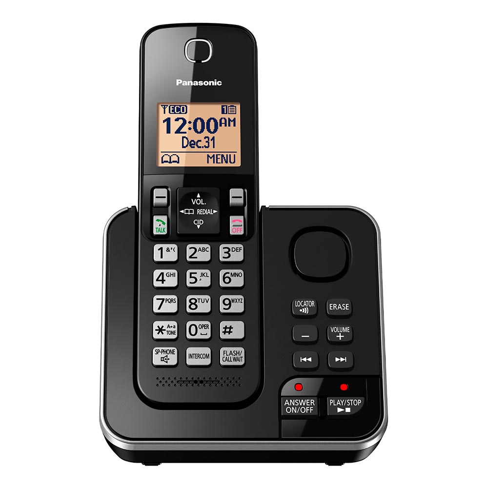 Telefone Panasonic KX-TGC362LAB Sem Fio / Base / Bina / Viva-Voz / 110V - Preto