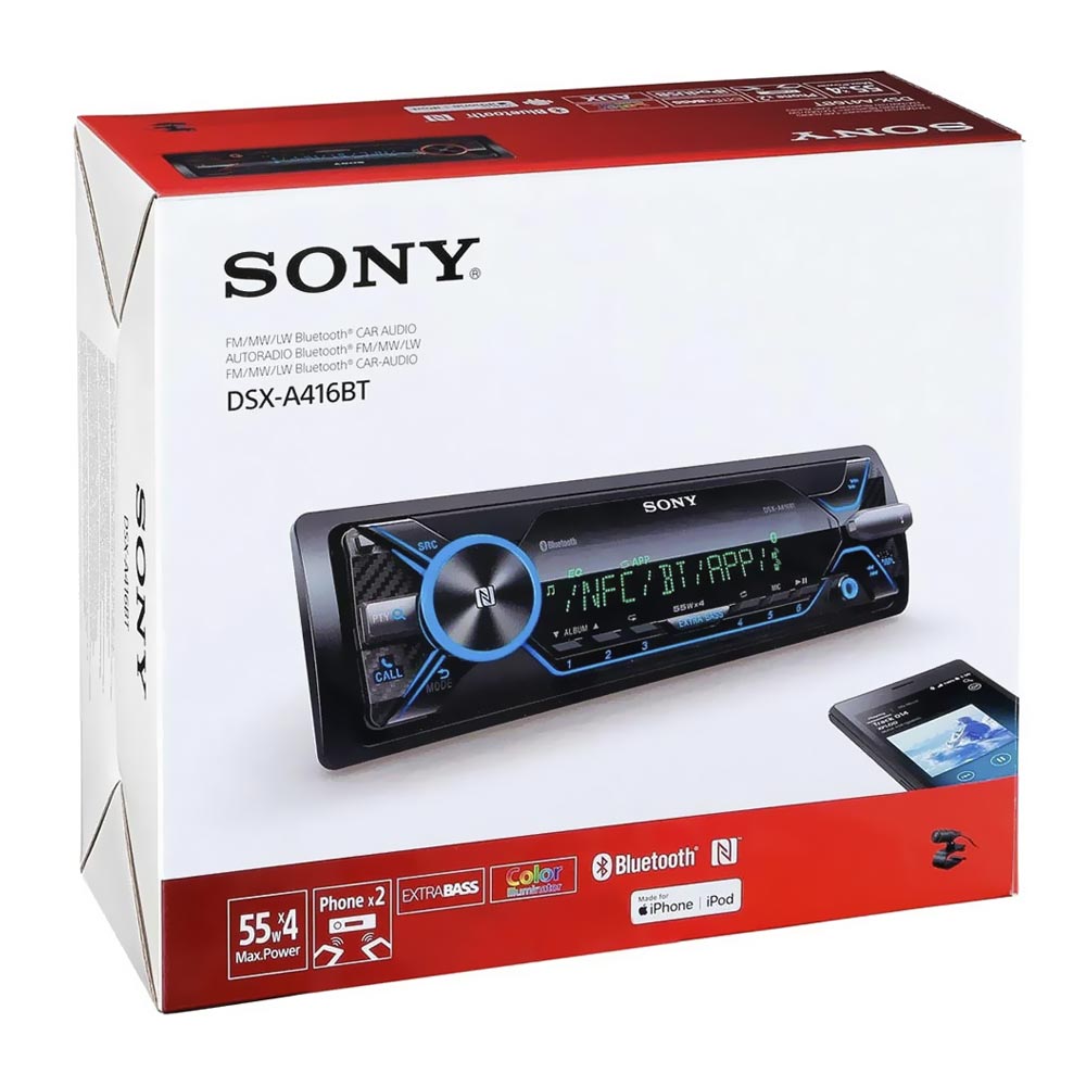 Toca CD Sony DSX-A416BT Bluetooth / USB / AM / FM / NFC / Aux - Preto