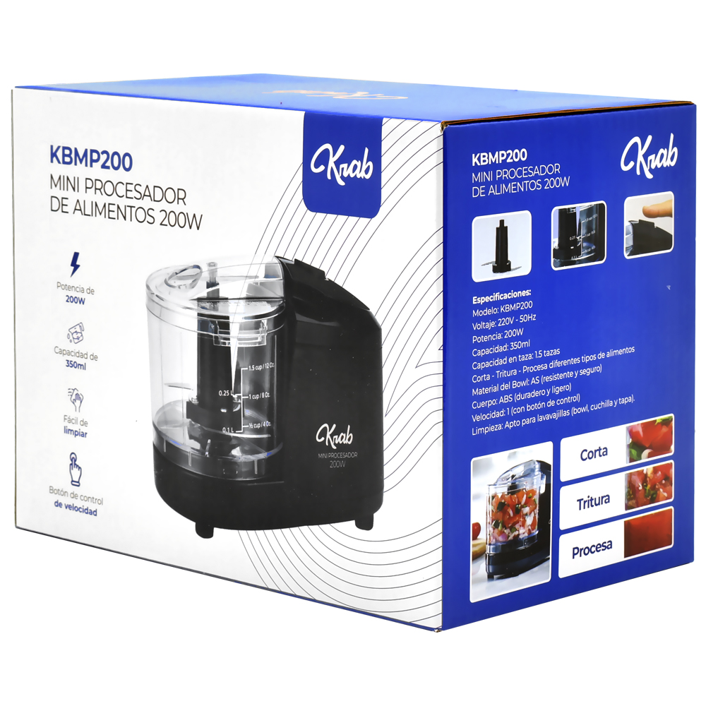Processador de Alimentos KRAB KBMP200 Mini / 220V - Preto