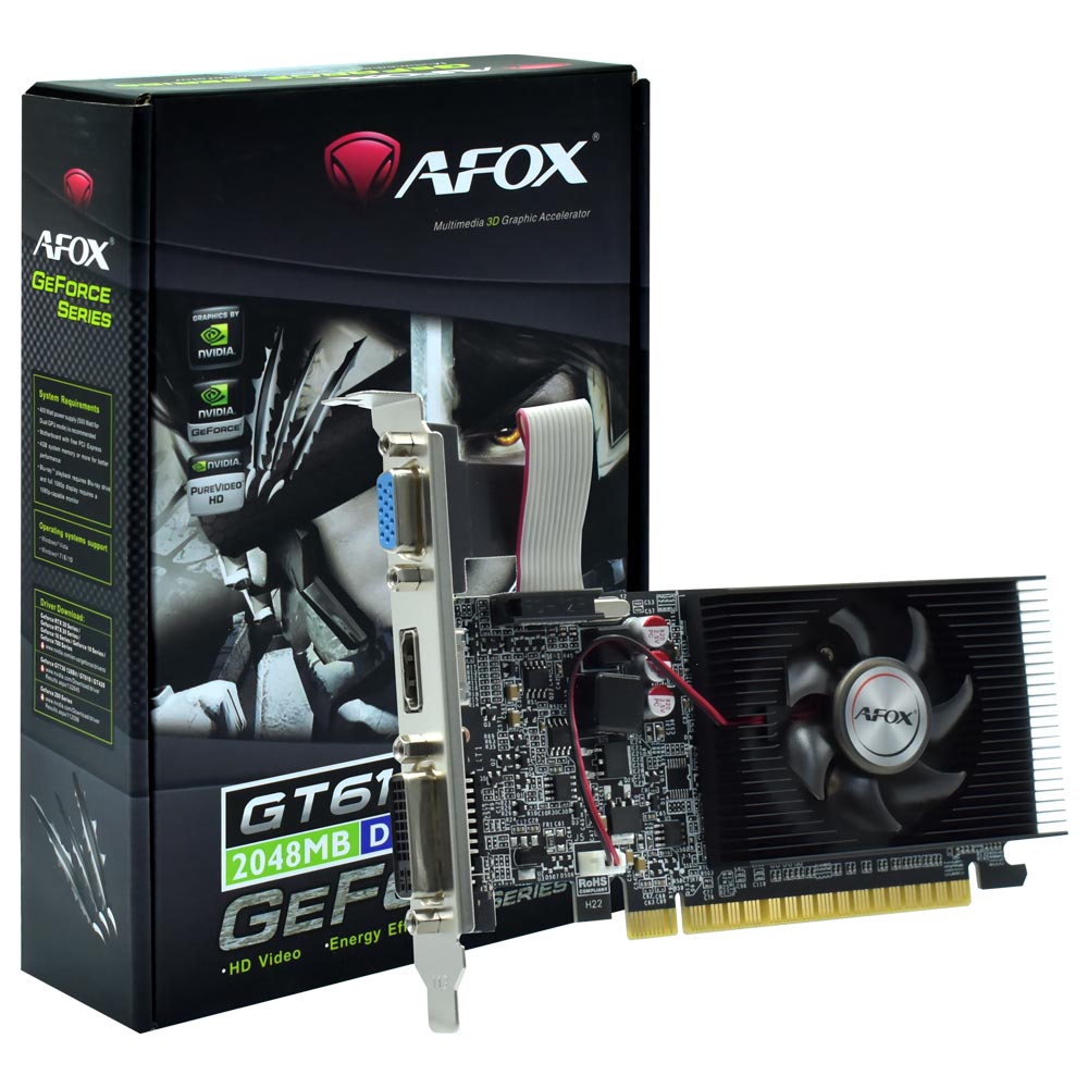 Placa de Vídeo AFOX 2GB GeForce GT610 DDR3 - AF610-2048D3L7-V6