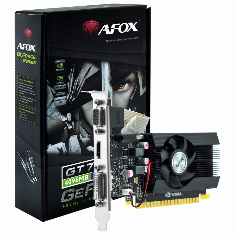 Placa de Vídeo AFOX 4GB GeForce GT710 DDR3 - AF710-4096D3L7-V1