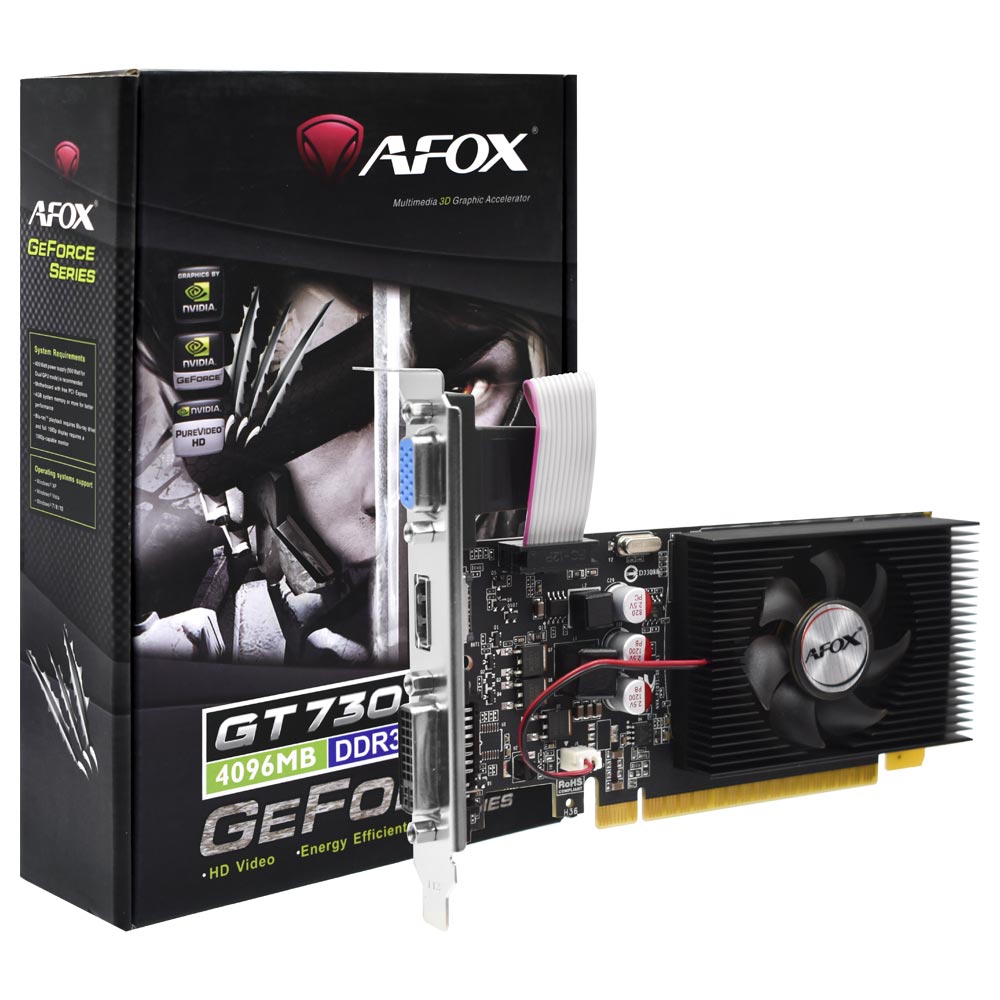 Placa de Vídeo AFOX 4GB GeForce GT730 DDR3 - AF730-4096D3L6