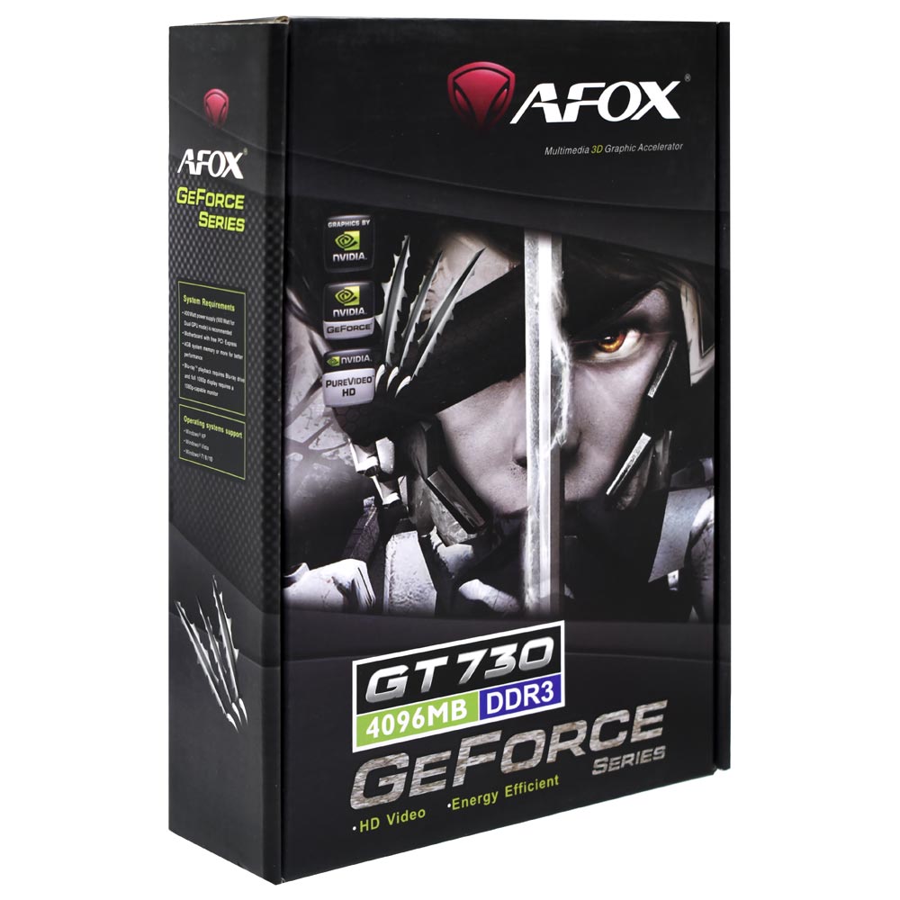 Placa de Vídeo AFOX 4GB GeForce GT730 DDR3 - AF730-4096D3L6