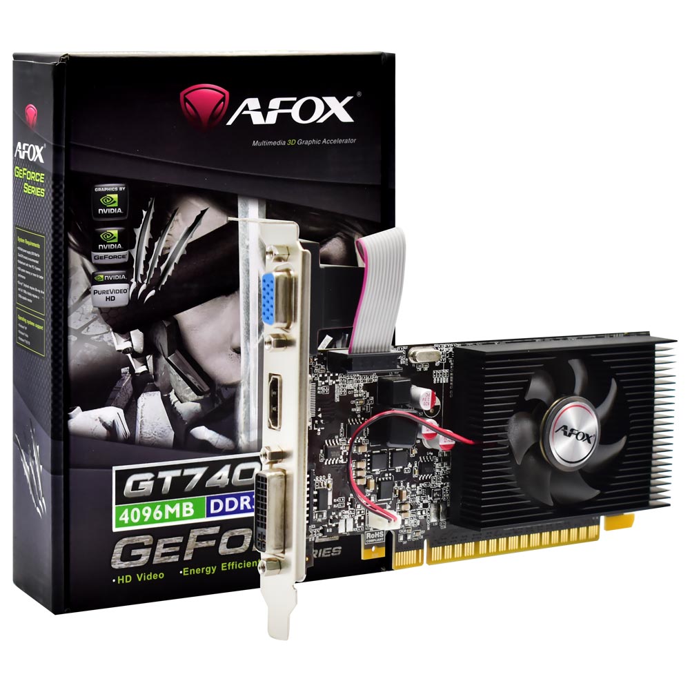 Placa de Vídeo AFOX 4GB GeForce GT740 DDR3 -  AF740-4096D3L3