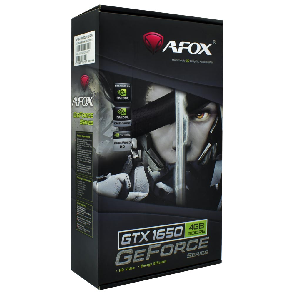 Placa de Vídeo AFOX 4GB GeForce GTX1650 GDDR6 - AF1650-4096D6H1