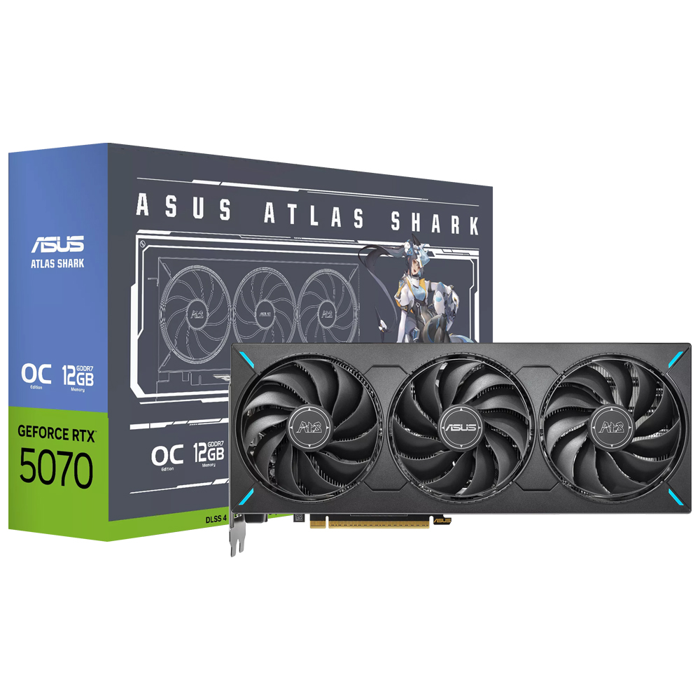 Placa de Vídeo ASUS Atlas Shark OC 12GB GeForce RTX5070 GDDR7 - ATS-RTX5070-O12G