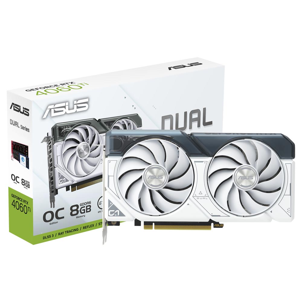 Placa de Video ASUS Dual OC 8GB GeForce RTX4060TI GDDR6 - DUAL-RTX4060TI-O8G-WHITE