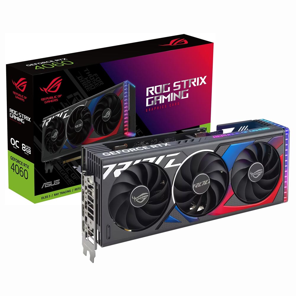 Placa de Vídeo ASUS ROG STRIX Gaming OC 8GB GeForce RTX4060 GDDR6 / ARGB - ROG-STRIX-RTX4060-08G-GAMING