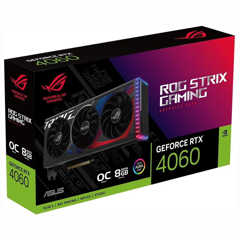 Placa de Vídeo ASUS ROG STRIX Gaming OC 8GB GeForce RTX4060 GDDR6 / ARGB - ROG-STRIX-RTX4060-08G-GAMING