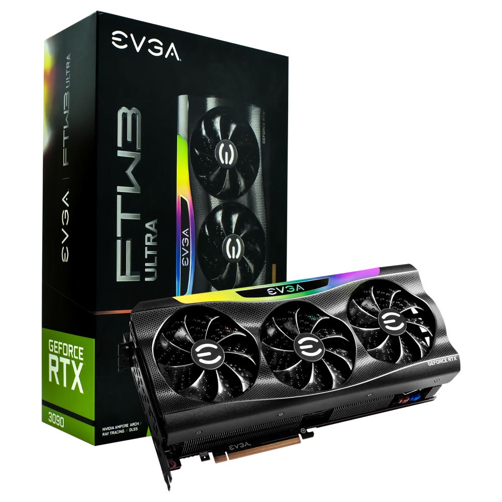 Placa de Vídeo EVGA FTW3 Ultra Gaming 24GB GeForce RTX3090 GDDR6X / LED ARGB - 24G-P5-3987-KR