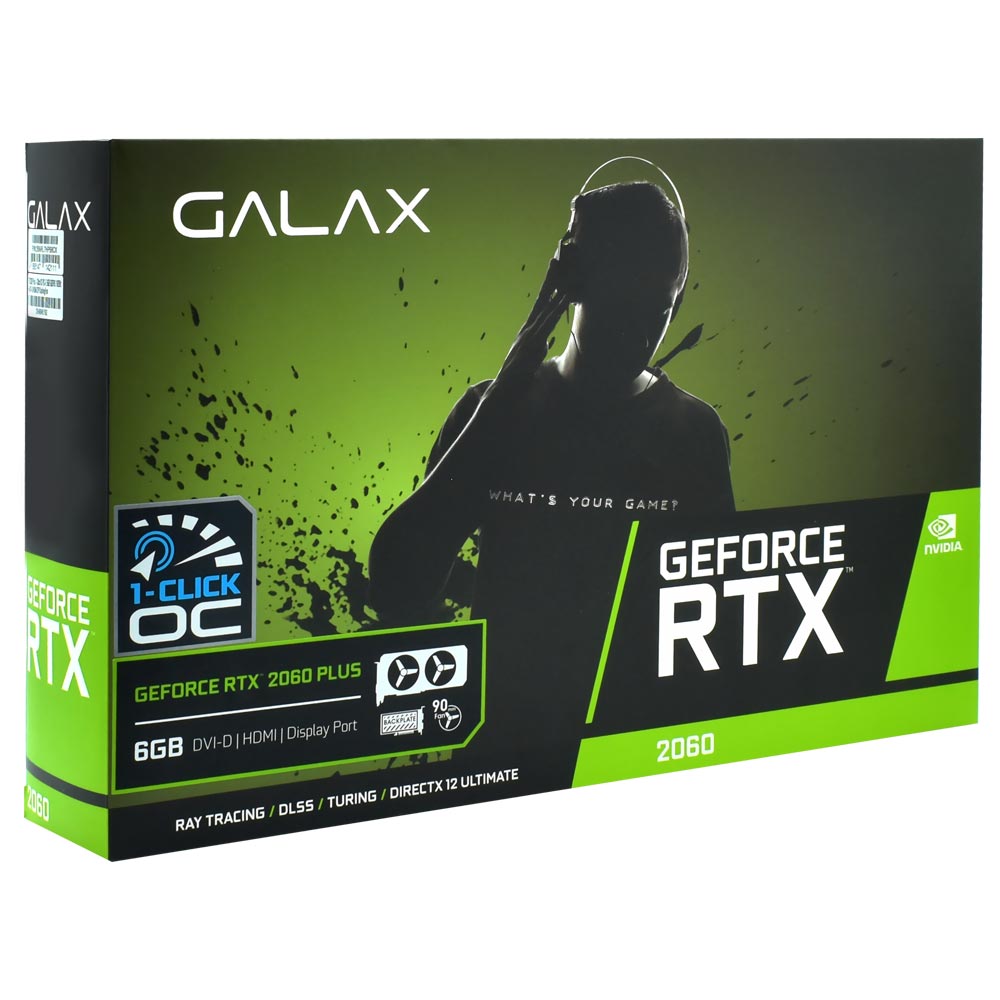Placa de Vídeo GALAX 1 Click OC Plus 6GB GeForce RTX2060 GDDR6 - 26NRL7HP68CX