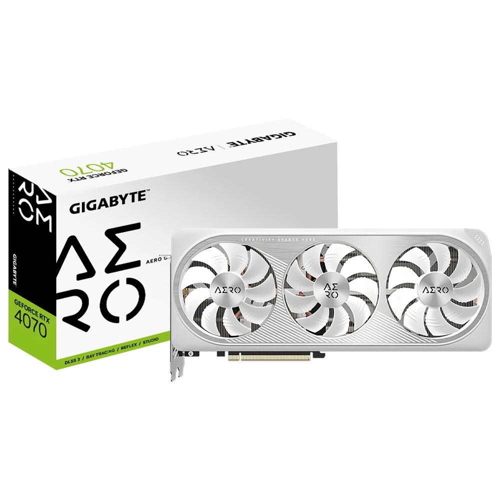 Placa de Video Gigabyte Aero OC V2 12GB GeForce RTX4070 GDDR6X - GV-N4070AERO OCV2-12GD