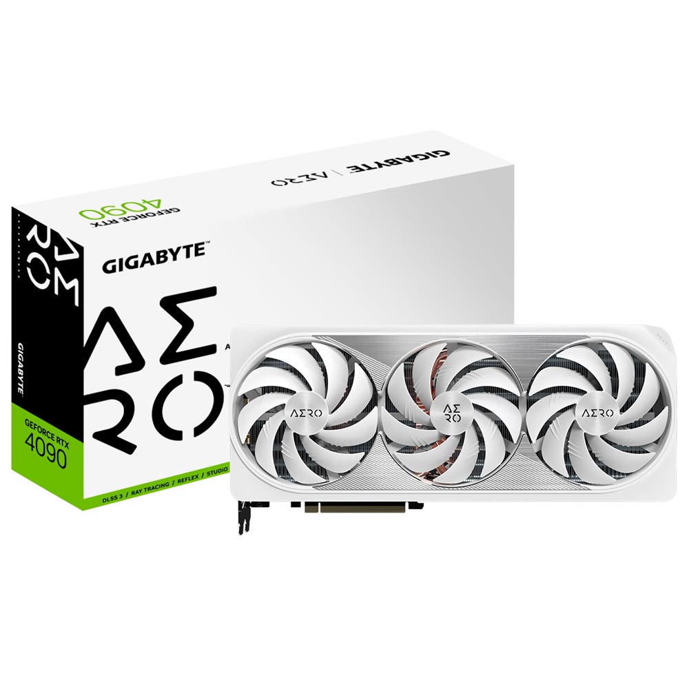 Placa de Video Gigabyte Aero OC White 24GB GeForce RTX4090 GDDR6X - GV-N4090AERO OC-24GD