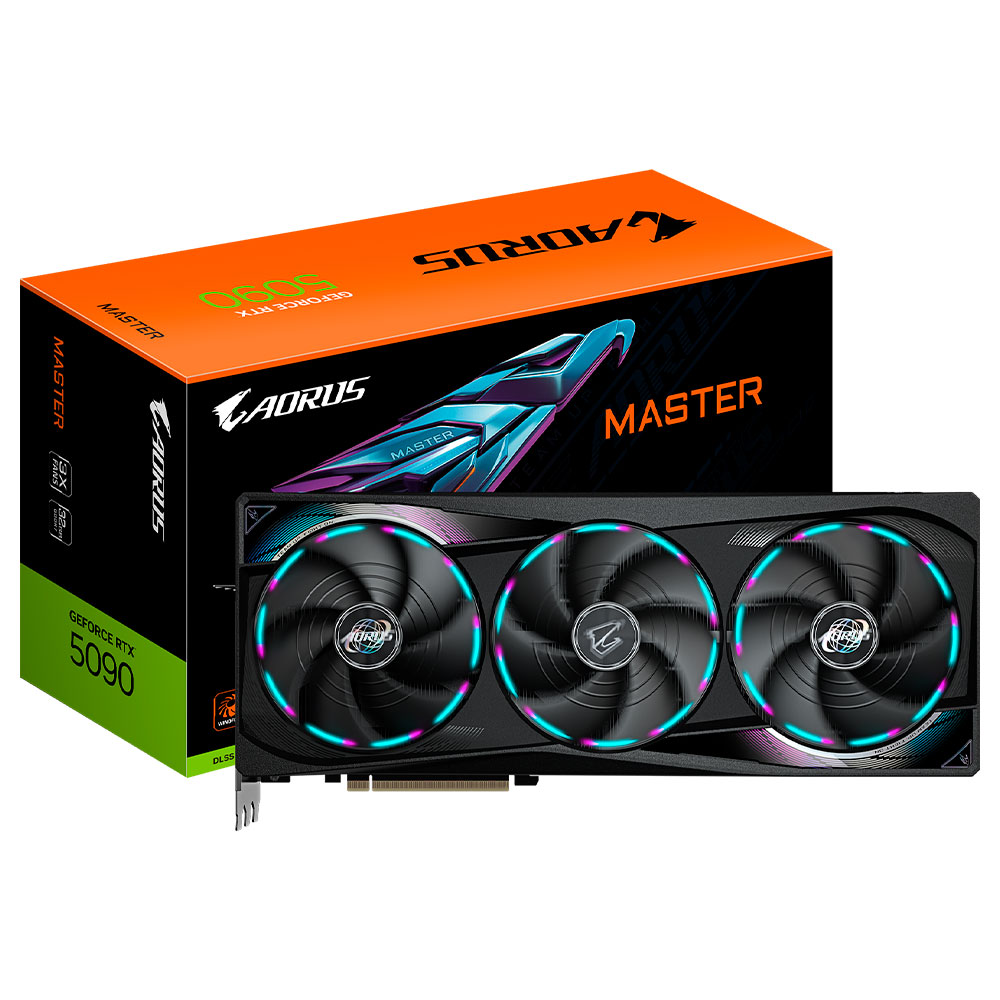 Placa de Vídeo Gigabyte AORUS Master 32GB GeForce RTX5090 GDDR7 - GV-N5090AORUS M-32GD