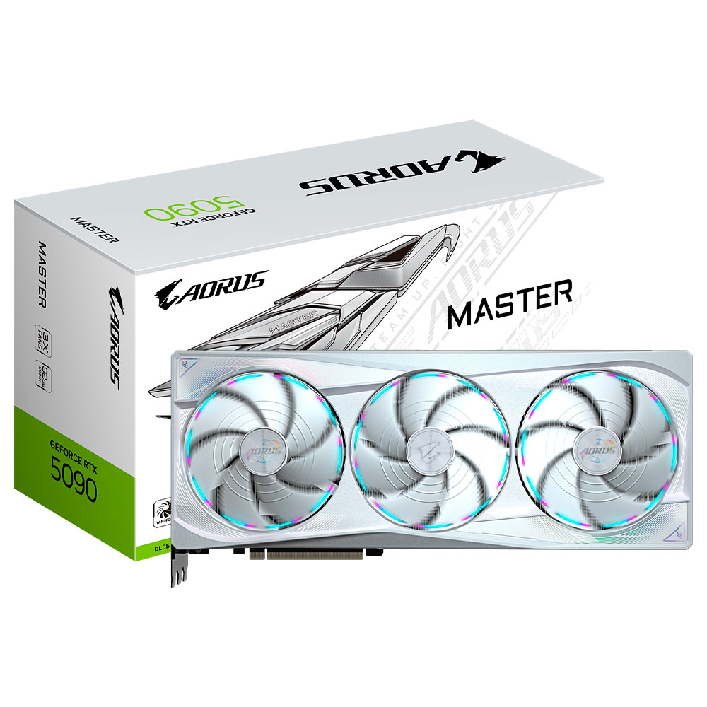 Placa de Vídeo Gigabyte AORUS Master Ice 32GB GeForce RTX5090 GDDR7 - GV-N5090AORUSM ICE-32GD