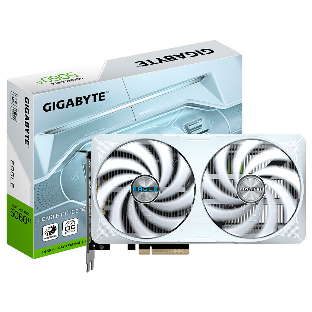 Placa de Vídeo Gigabyte Eagle OC Ice 8GB GeForce RTX5060TI GDDR7 - GV-N506TEAGLEOC ICE-8GD