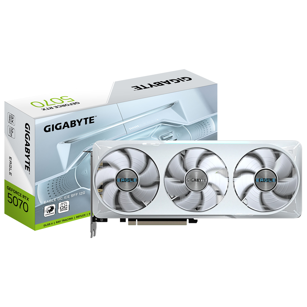 Placa de Vídeo Gigabyte Eagle OC Ice SFF 12GB GeForce RTX5070 GDDR7 - GV-N5070EAGLEOC ICE-12GD