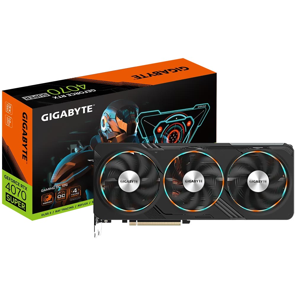 Placa de Vídeo Gigabyte Gaming OC 12GB GeForce RTX4070 SUPER GDDR6X - GV-N4070SGAMING OC-12GD