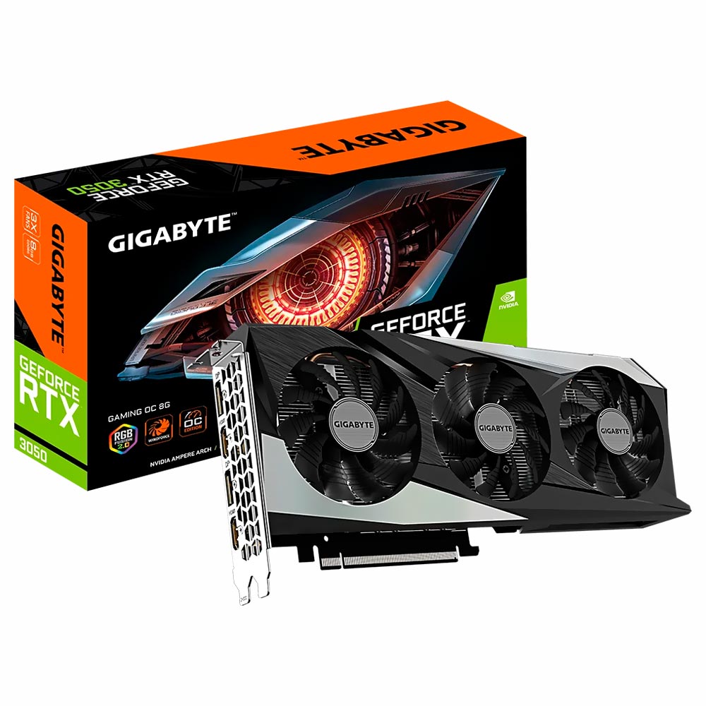 Placa de Vídeo Gigabyte Gaming OC WF RGB 8GB GeForce RTX3050 GDDR6 - GV ...