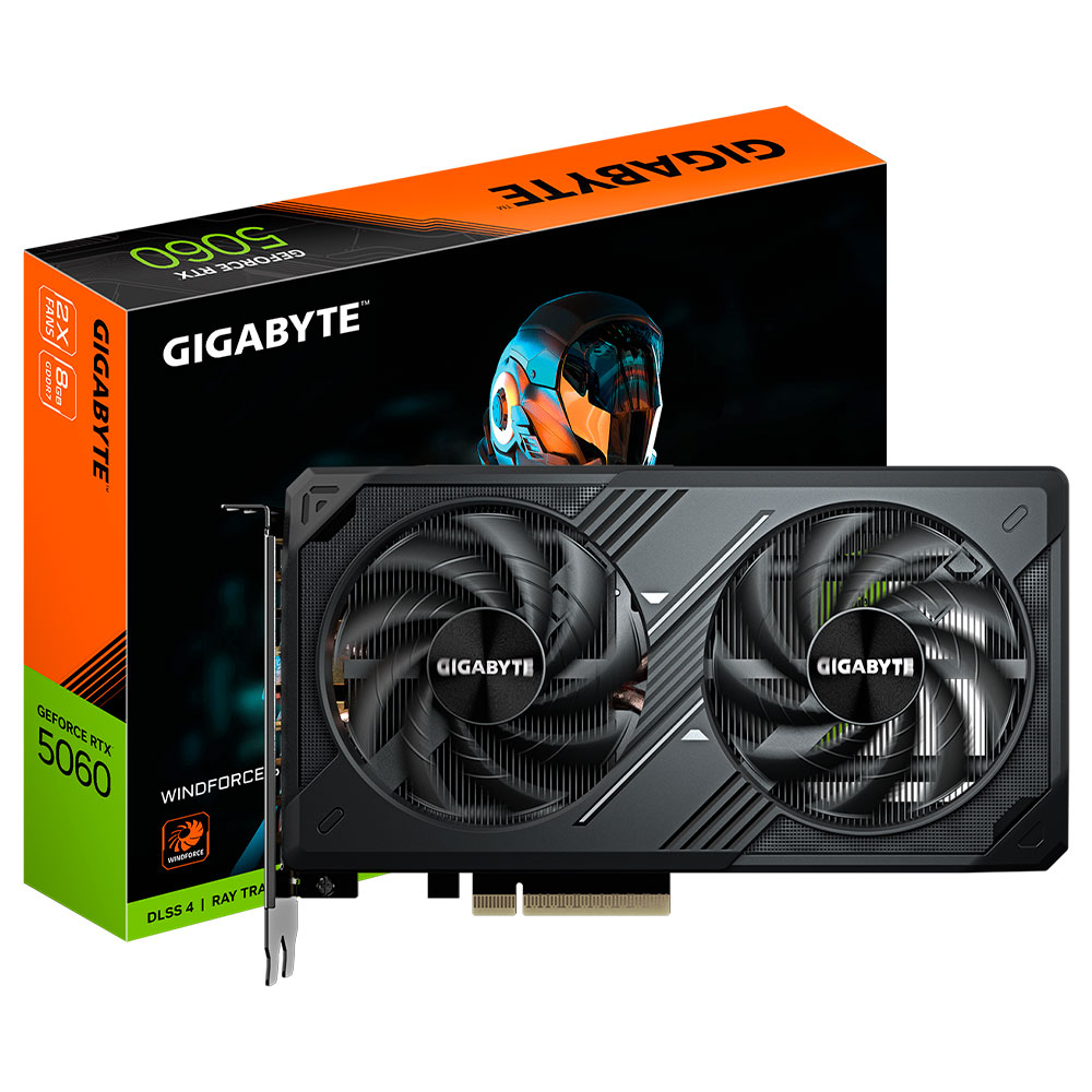 Placa de Vídeo Gigabyte Windforce 8GB GeForce RTX5060 GDDR7 - GV-N5060WF2-8GD