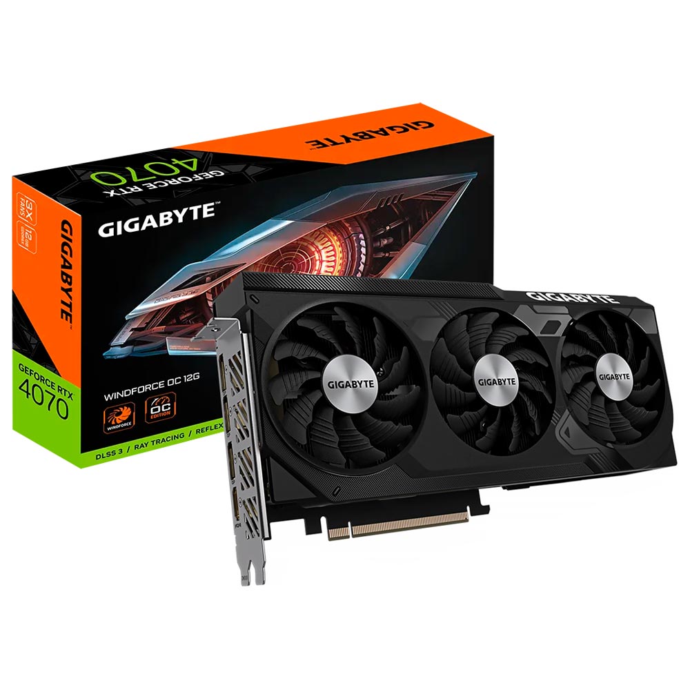 Placa de Vídeo Gigabyte Windforce OC 12GB GeForce RTX4070 GDDR6X - GV-N4070WF3OC-12GD