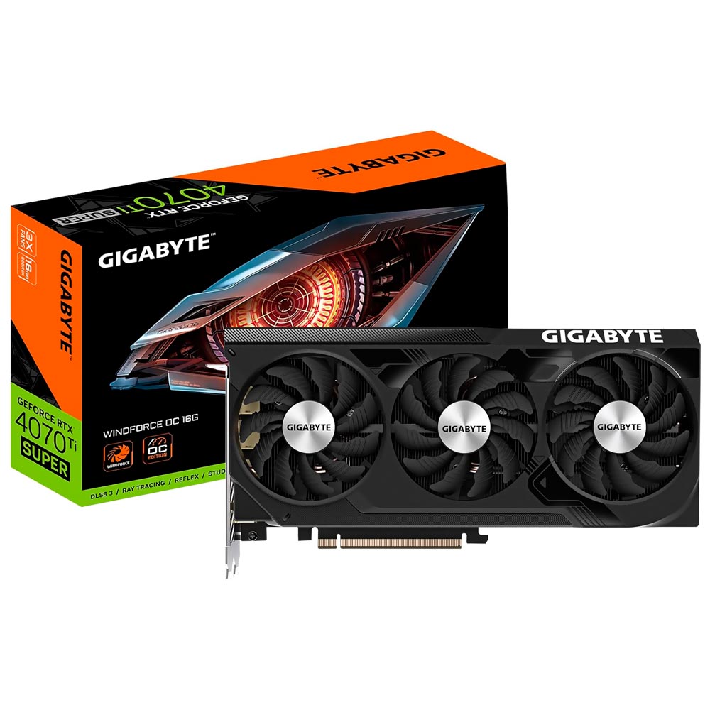 Placa de Vídeo Gigabyte Windforce OC 16GB GeForce RTX4070TI SUPER GDDR6 - GV-N407TSWF3OC-16GD