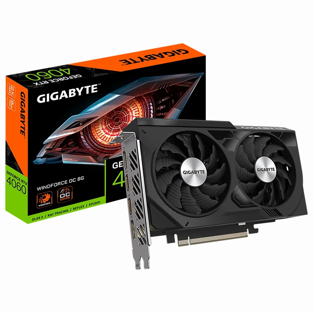 Placa de Vídeo Gigabyte Windforce OC 8GB GeForce RTX4060 GDDR6 - GV-N4060WF2OC-8GD