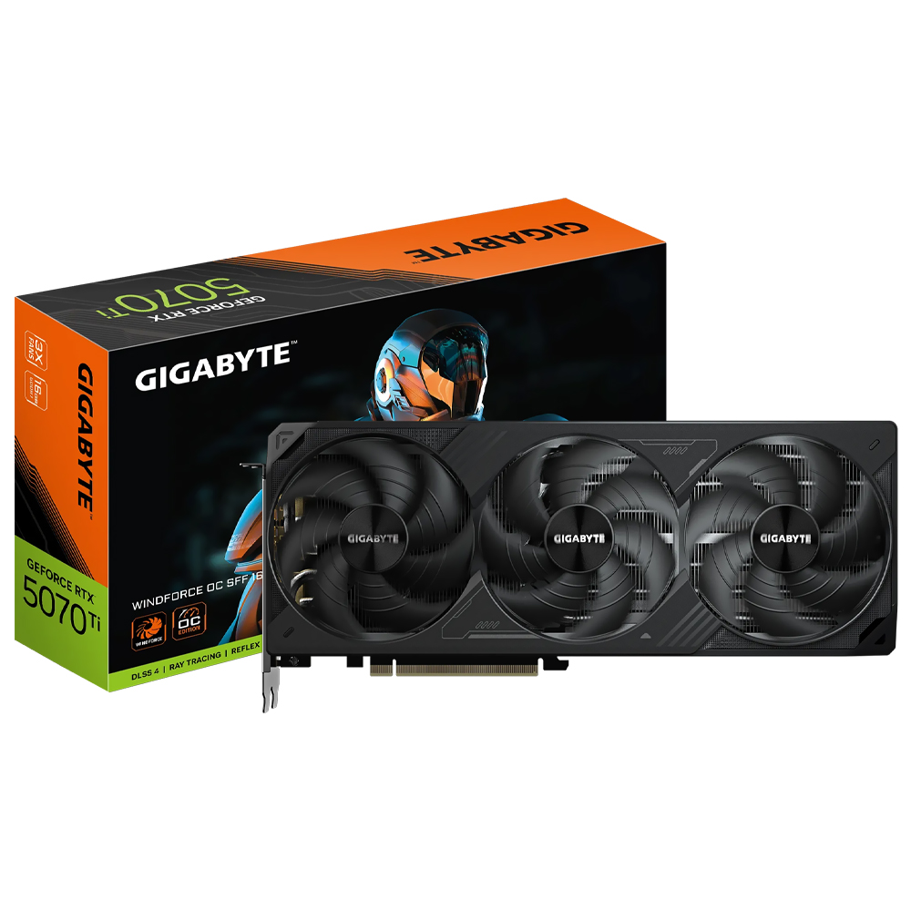 Placa de Vídeo Gigabyte Windforce OC SFF 16GB GeForce RTX5070TI GDDR7 - GV-N507TWF3OC-16GD