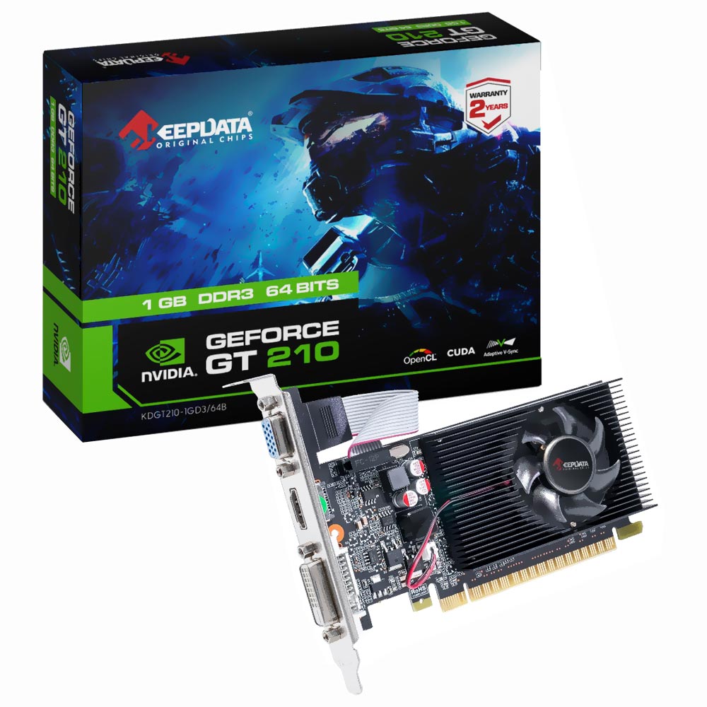 Placa de Vídeo Keepdata 1GB GeForce GT210 DDR3 - LOW PROFILE KDGT210-1GD3/64B