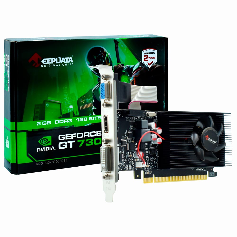 Placa de Vídeo Keepdata 2GB GeForce GT730 DDR3 - LOW PROFILE KDGT730-2GD3/128B