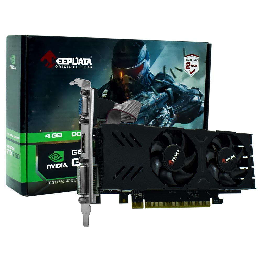 Placa de Vídeo Keepdata 4GB GeForce GTX750 GDDR5 - LOW PROFILE KDGTX750-4GD5/128B