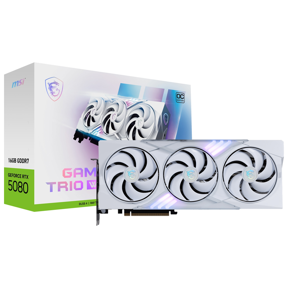Placa de Vídeo MSI Gaming Trio OC White 16GB GeForce RTX5080 GDDR7 - 912-V531-045