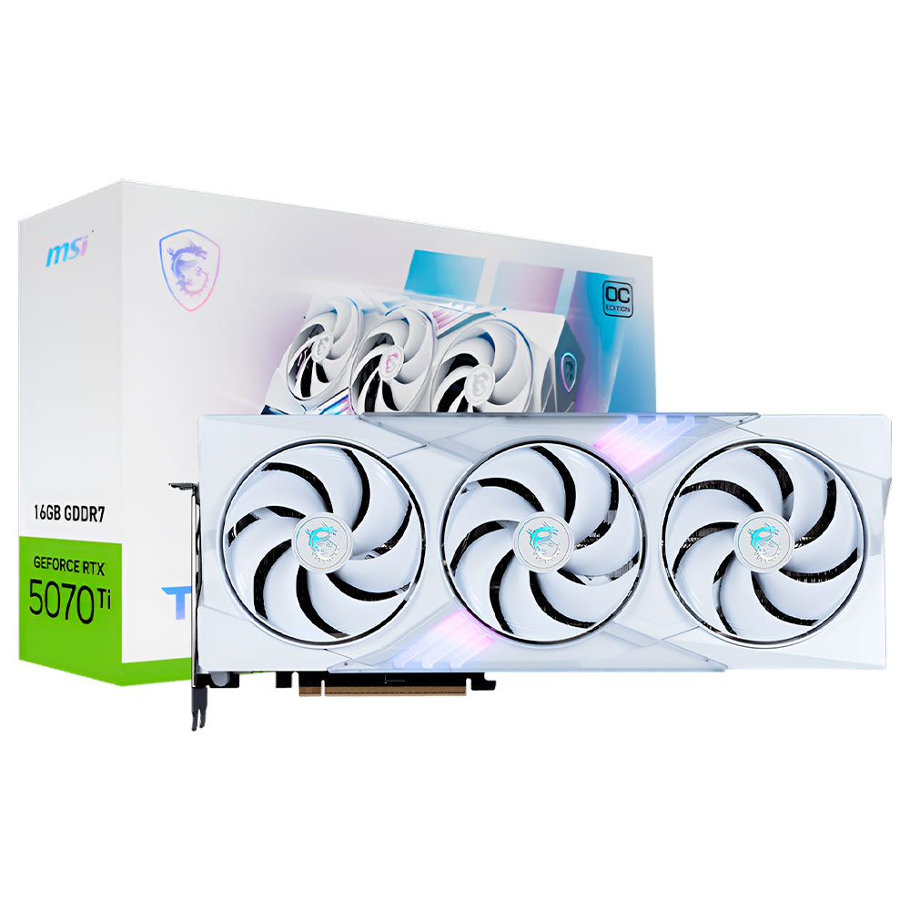 Placa de Vídeo MSI Gming Trio OC White 16GB GeForce RTX5070TI GDDR7 - 912-V531-060