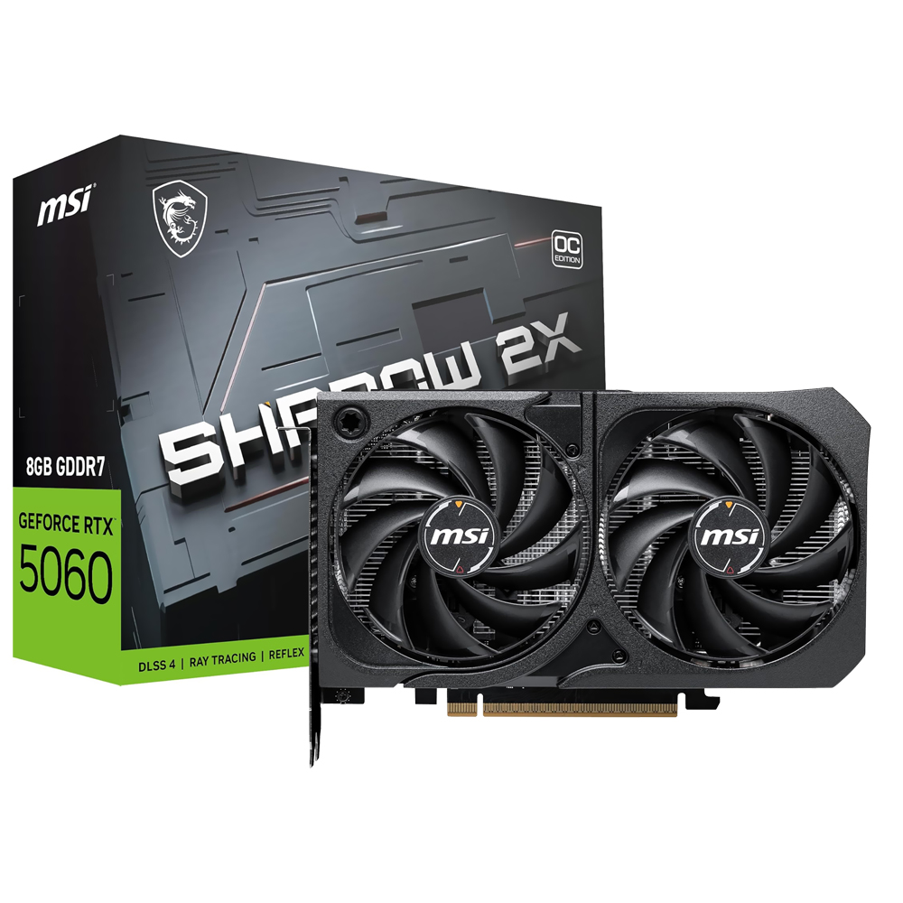 Placa de Vídeo MSI Shadow 2X OC 8GB GeForce RTX5060 GDDR7 - 912-V537-038