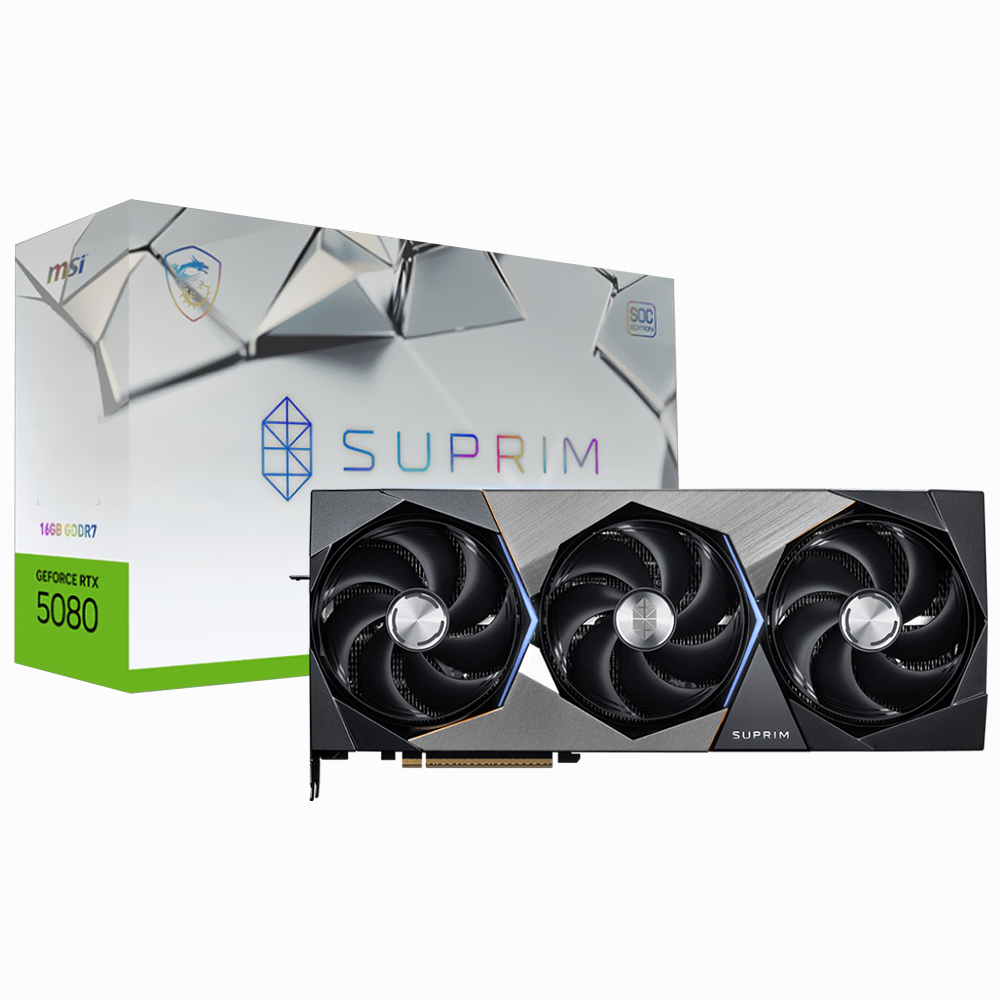 Placa de Vídeo MSI Suprim Soc 16GB GeForce RTX5080 GDDR7 - 912-V531-028