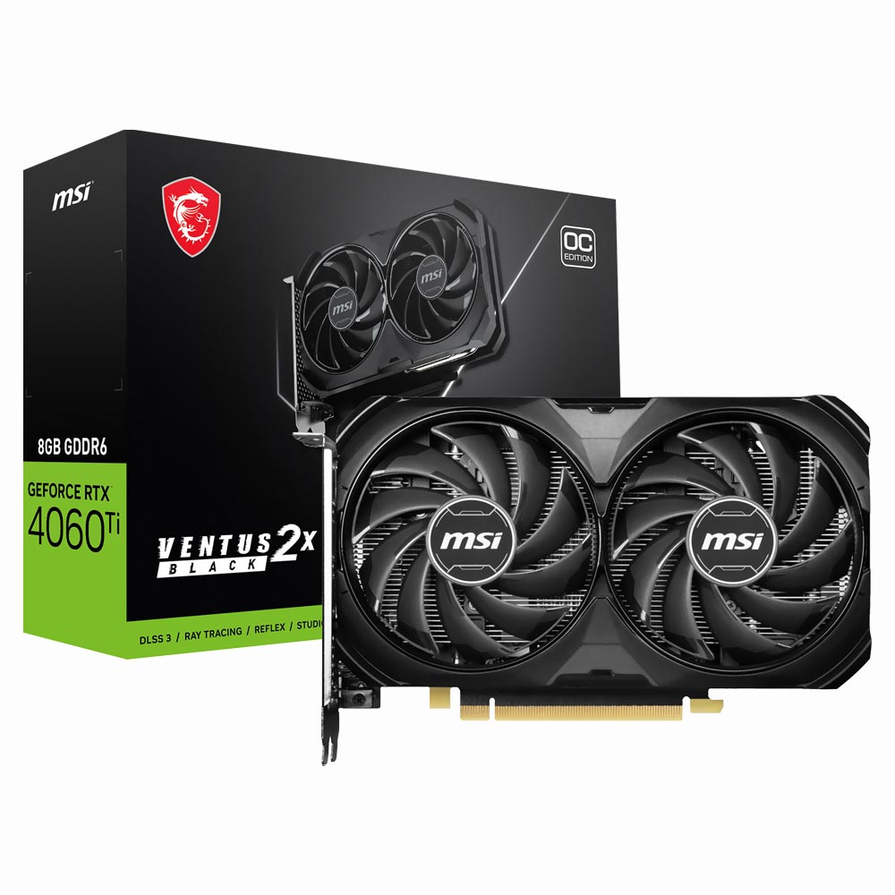 Placa de Vídeo MSI Ventus 2X Black OC 8GB GeForce RTX4060TI GDDR6