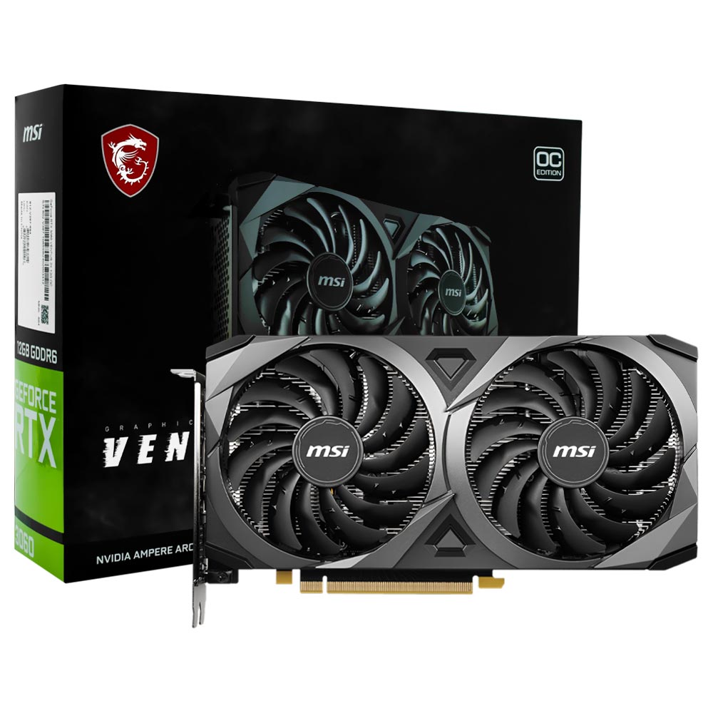 Placa de Vídeo MSI Ventus 2X OC 12GB GeForce RTX3060 GDDR6 - 912-V397-050