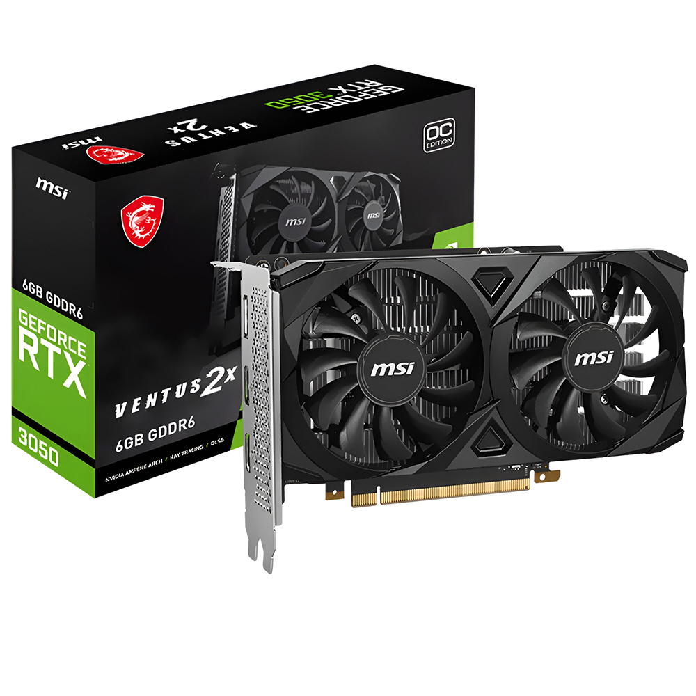 Placa de Vídeo MSI Ventus 2X OC 6GB GeForce RTX3050 GDDR6 - 912-V812-016