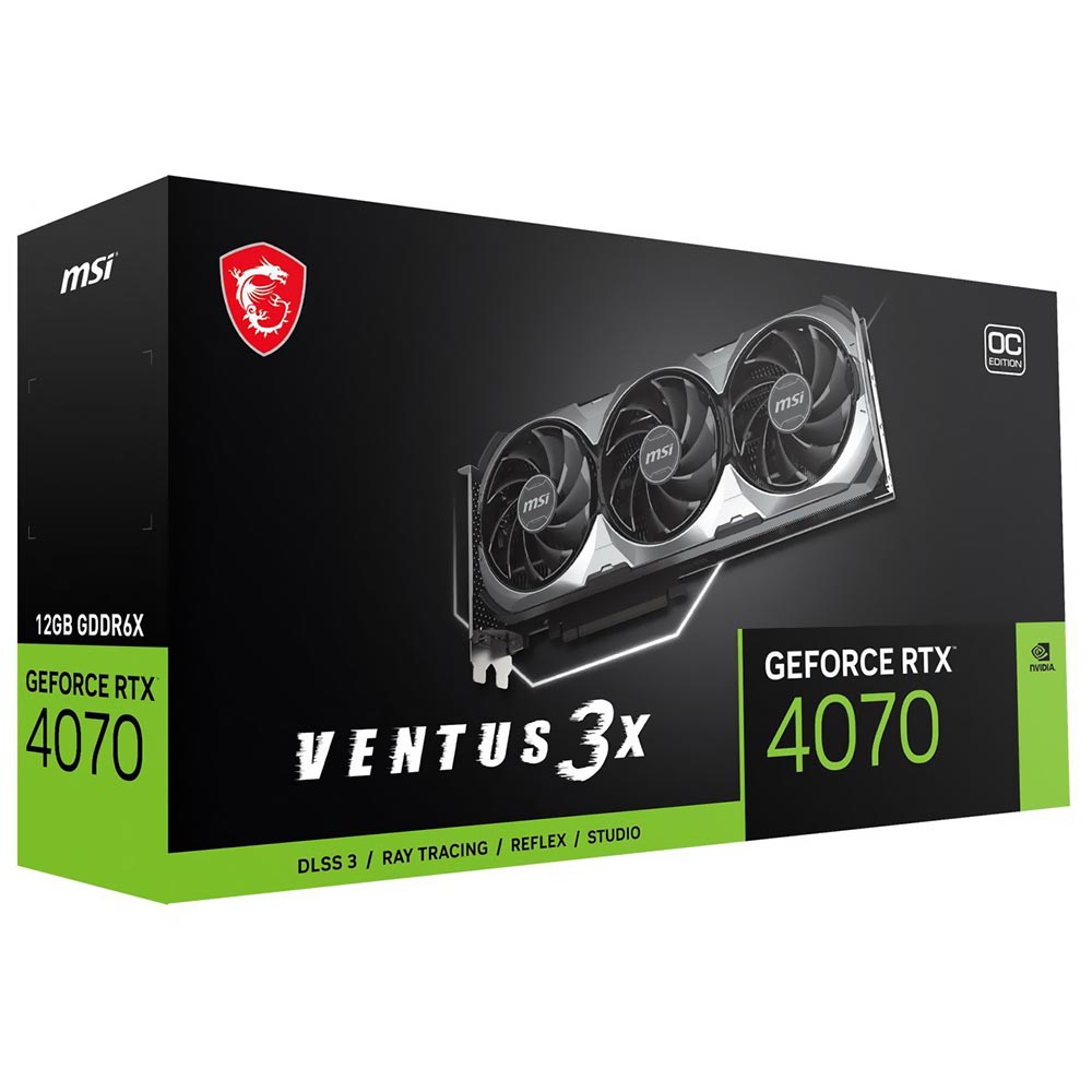 Placa de Vídeo MSI Ventus 3X OC 12GB GeForce RTX4070 GDDR6X - 912-V513-219