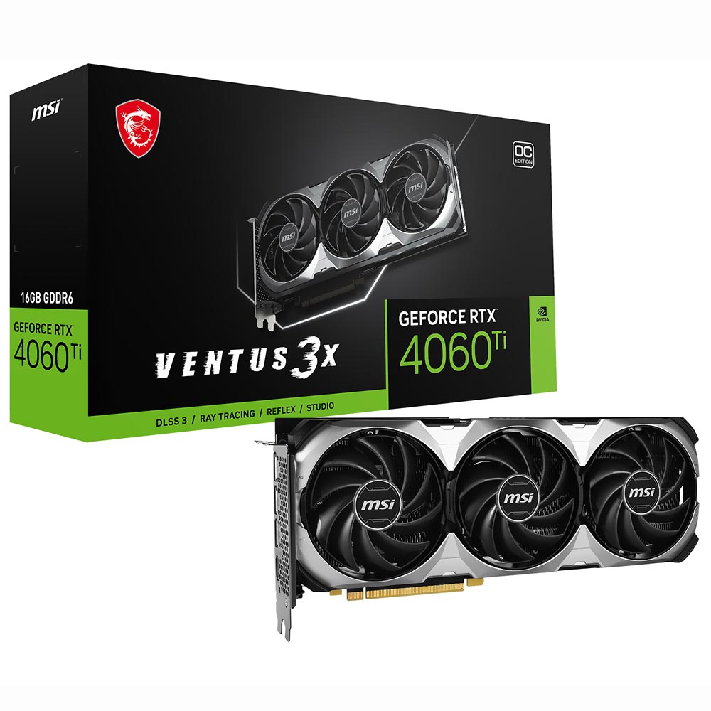 Placa de Vídeo MSI Ventus 3X OC 16GB GeForce RTX4060TI GDDR6 - 912-V517-004