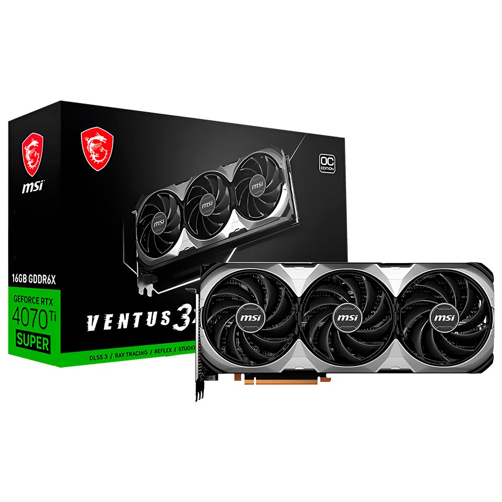 Placa de Vídeo MSI Ventus 3X OC 16GB GeForce RTX4070TI SUPER GDDR6X - 912-V513-627