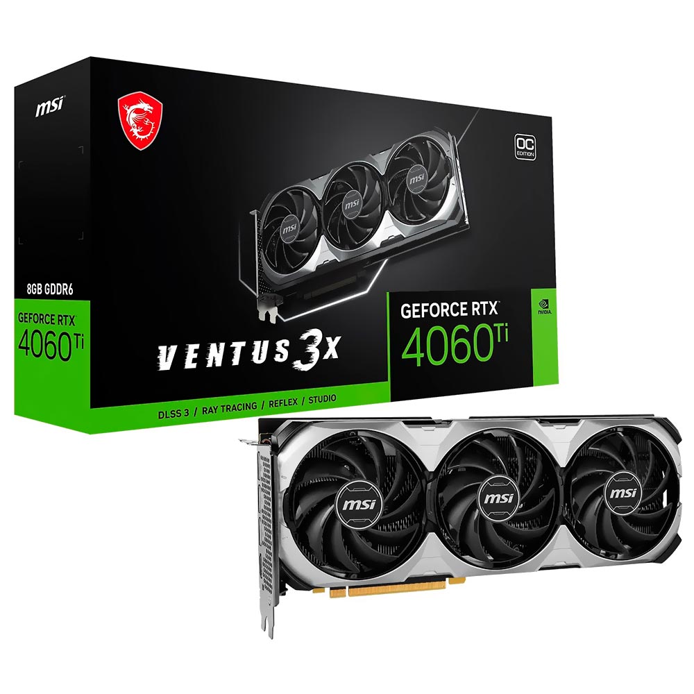 Placa de Vídeo MSI Ventus 3X OC 8GB GeForce RTX4060TI GDDR6 - 912-V515-023