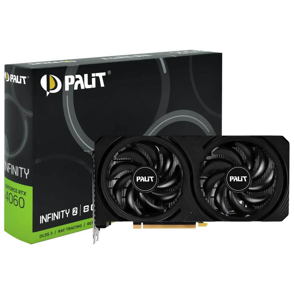 Placa de Vídeo Palit Infinity 2 8GB GeForce RTX4060 GDDR6 - NE64060019P1-1070L