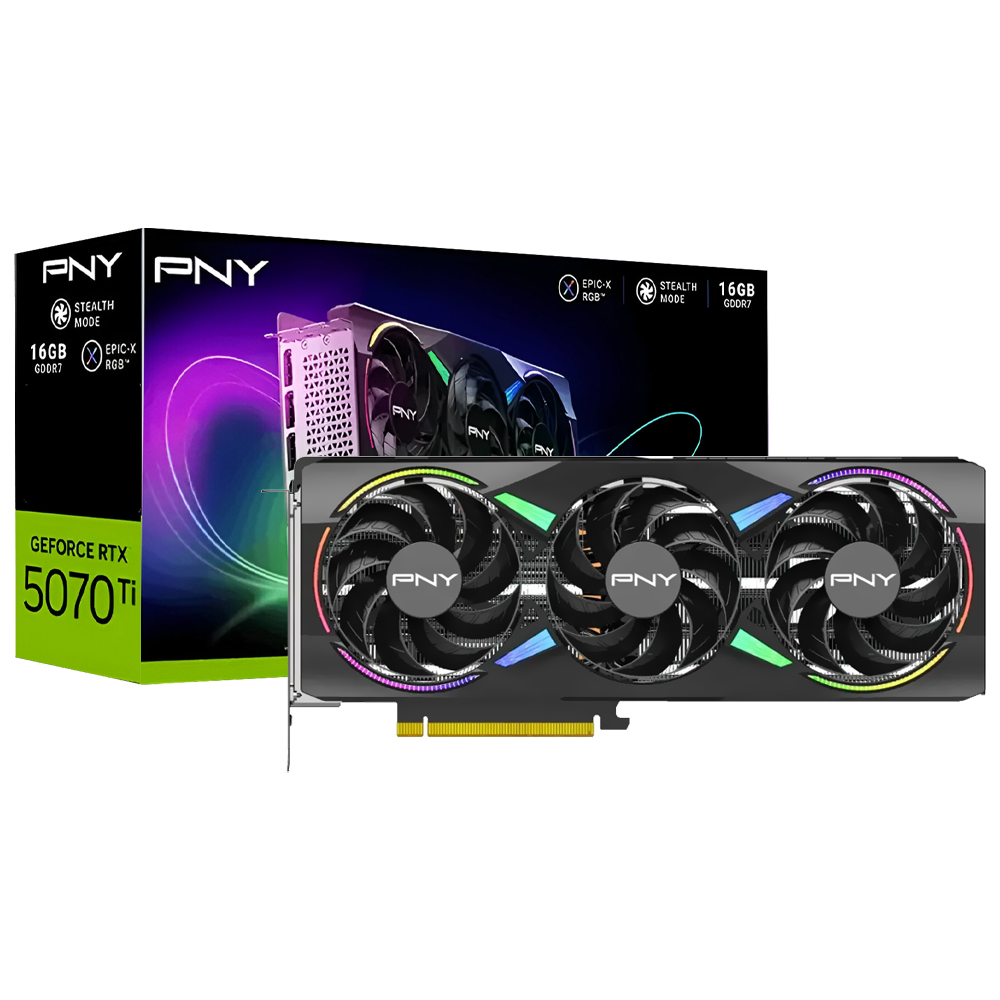 Placa de Vídeo PNY Epic-X RGB OC 16GB GeForce RTX5070TI GDDR7 - VCG5070T16TFXXPB1-O