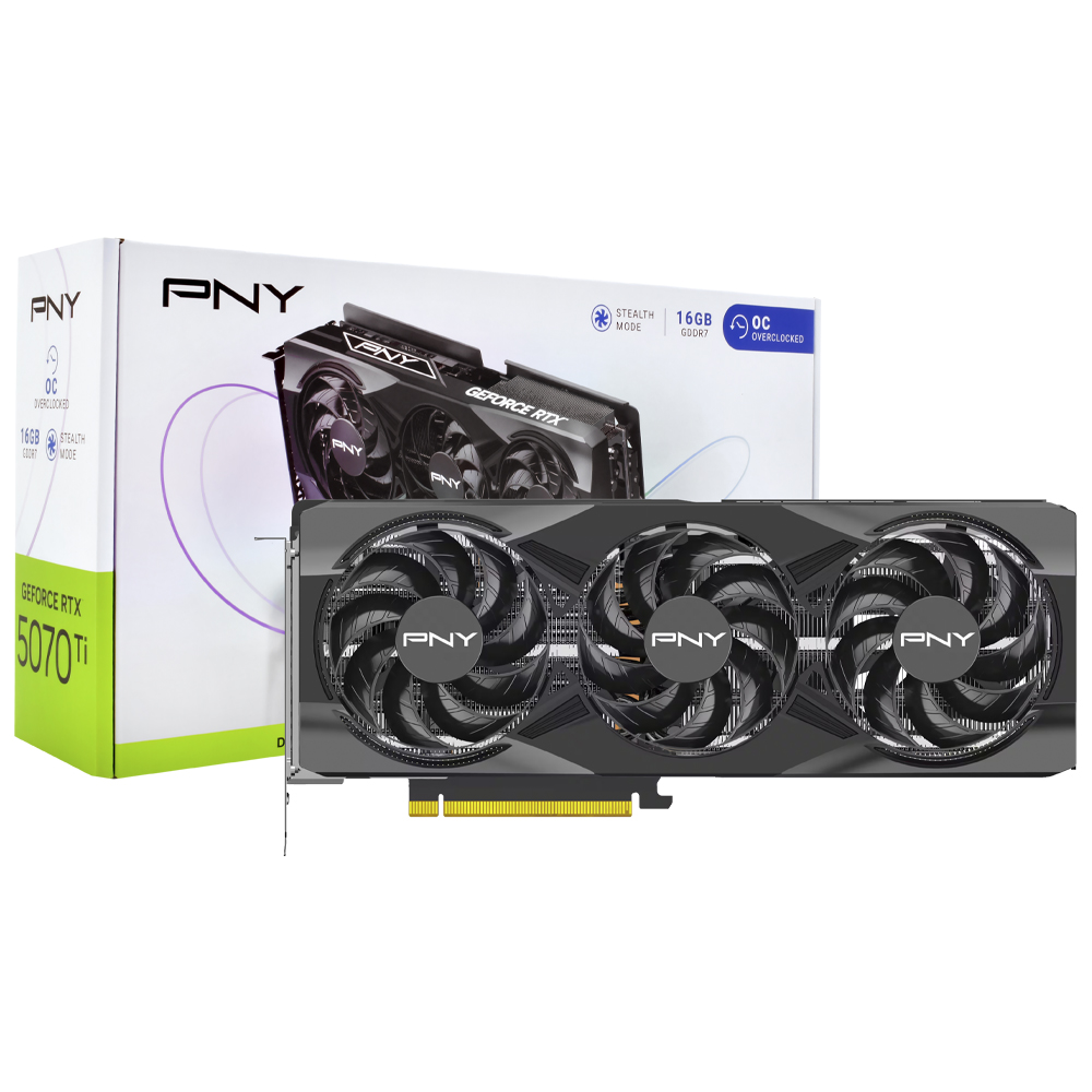 Placa de Vídeo PNY Stealth Mode OC 16GB GeForce RTX5070TI GDDR7 - VCG5070T16TFXPB1-O